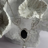 Elegant 925 Sterling Silver Onyx & White Sapphire Necklace