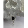 Elegant 925 Sterling Silver Onyx & White Sapphire Necklace