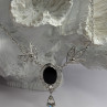 Elegant 925 Sterling Silver Onyx & White Sapphire Necklace