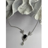 Elegant 925 Sterling Silver Onyx & White Sapphire Necklace