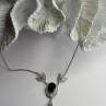 Elegant 925 Sterling Silver Onyx & White Sapphire Necklace