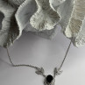 Elegant 925 Sterling Silver Onyx & White Sapphire Necklace