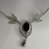 Elegant 925 Sterling Silver Onyx & White Sapphire Necklace