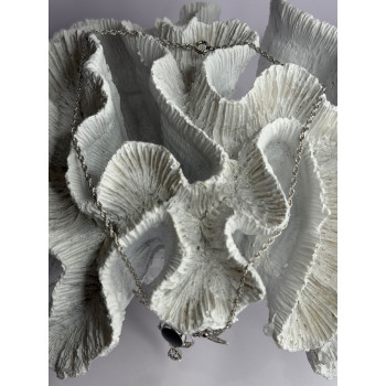 Elegant 925 Sterling Silver Onyx & White Sapphire Necklace