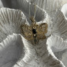 925 Sterling Silver Onyx & Marcasite Butterfly Necklace