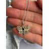 925 Sterling Silver Onyx & Marcasite Butterfly Necklace