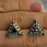 Vintage 925 Sterling Silver Onyx & Marcasite Earrings
