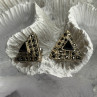 Vintage 925 Sterling Silver Onyx & Marcasite Earrings