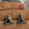 Vintage 925 Sterling Silver Onyx & Marcasite Earrings