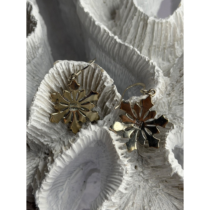 925 Sterling Silver Marcasite Snowflake Earrings