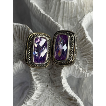 925 Sterling Silver Amethyst Clip-On Earrings