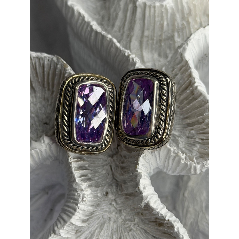 925 Sterling Silver Amethyst Clip-On Earrings