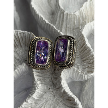 925 Sterling Silver Amethyst Clip-On Earrings