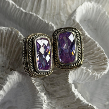 925 Sterling Silver Amethyst Clip-On Earrings