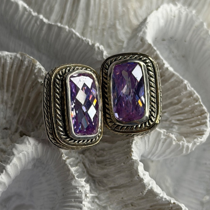 925 Sterling Silver Amethyst Clip-On Earrings