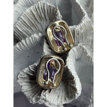 925 Sterling Silver Amethyst Clip-On Earrings