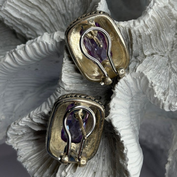925 Sterling Silver Amethyst Clip-On Earrings