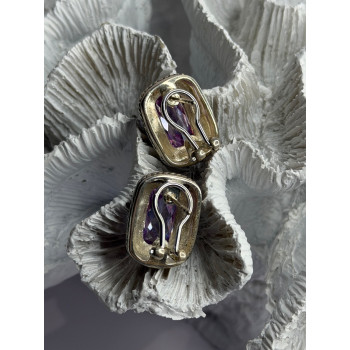 925 Sterling Silver Amethyst Clip-On Earrings