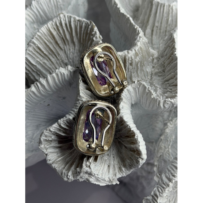 925 Sterling Silver Amethyst Clip-On Earrings