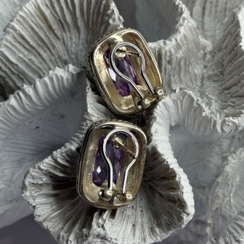 925 Sterling Silver Amethyst Clip-On Earrings