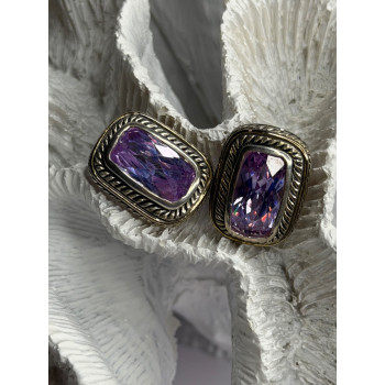 925 Sterling Silver Amethyst Clip-On Earrings