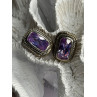 925 Sterling Silver Amethyst Clip-On Earrings