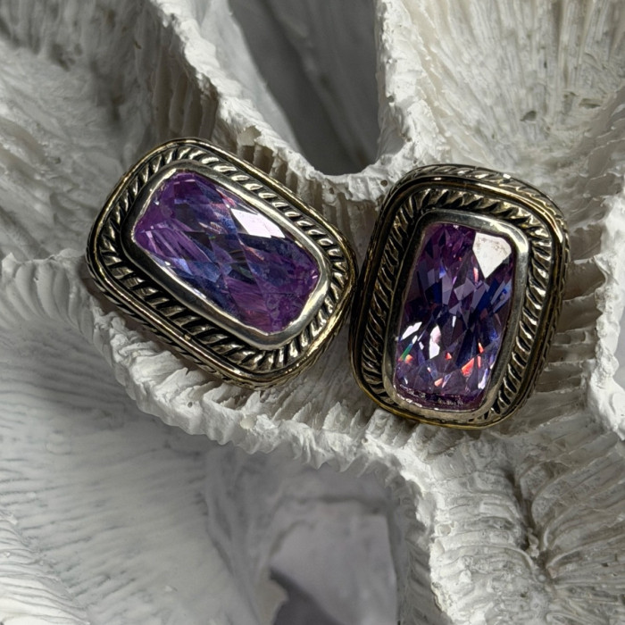 925 Sterling Silver Amethyst Clip-On Earrings