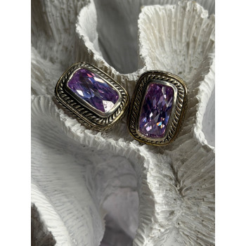 925 Sterling Silver Amethyst Clip-On Earrings