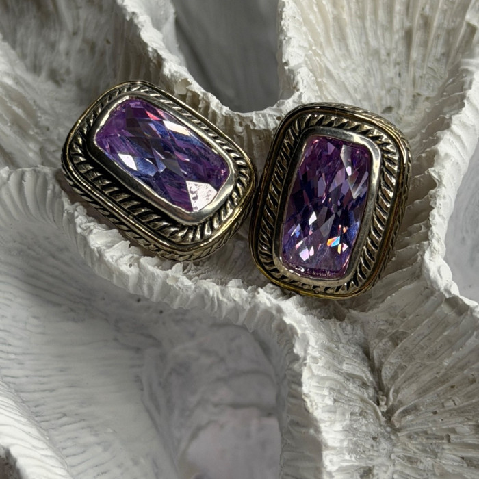 925 Sterling Silver Amethyst Clip-On Earrings