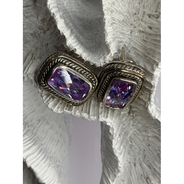 925 Sterling Silver Amethyst Clip-On Earrings