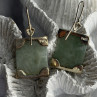 925 Sterling Silver Jade Earrings Length 1.30 Inch