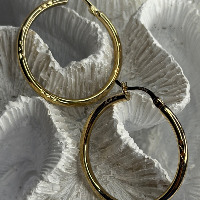 SLC 925 Sterling Silver Gold Plated Hoop Earrings