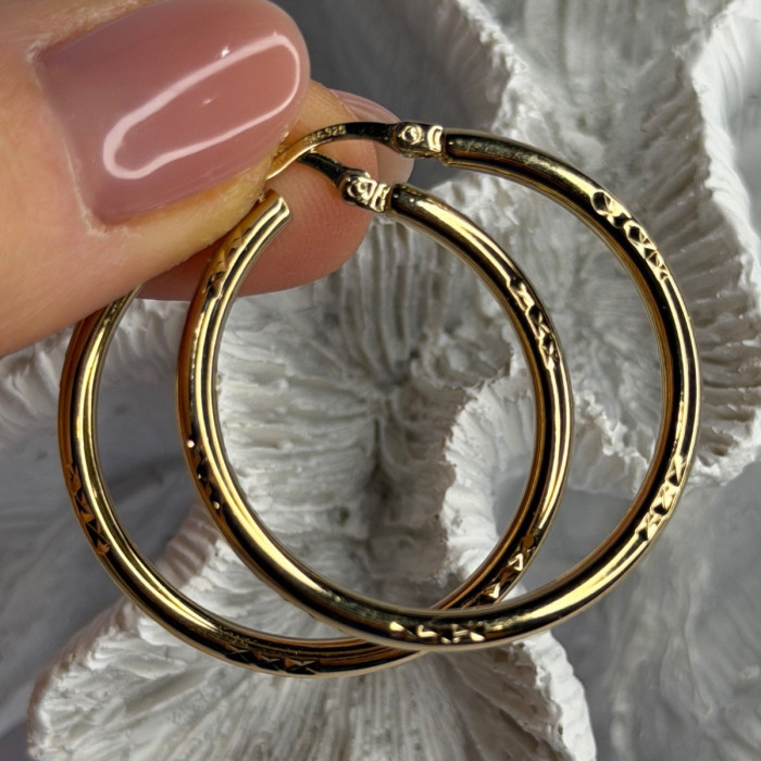 SLC 925 Sterling Silver Gold Plated Hoop Earrings