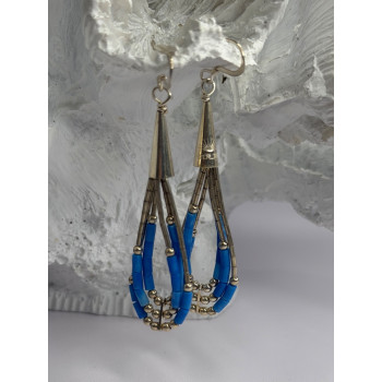 Native American 925 Sterling Silver Blue Lapis Earrings