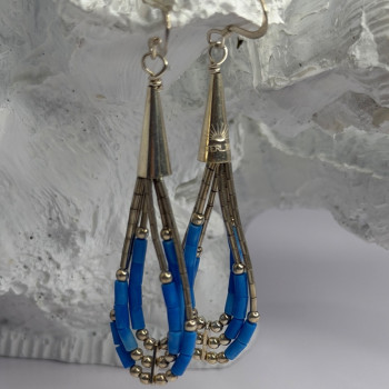 Native American 925 Sterling Silver Blue Lapis Earrings