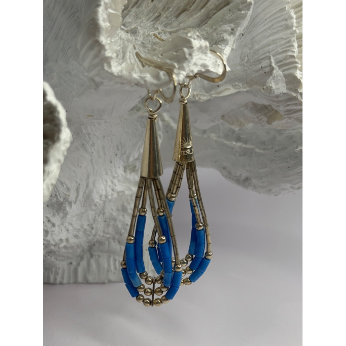 Native American 925 Sterling Silver Blue Lapis Earrings