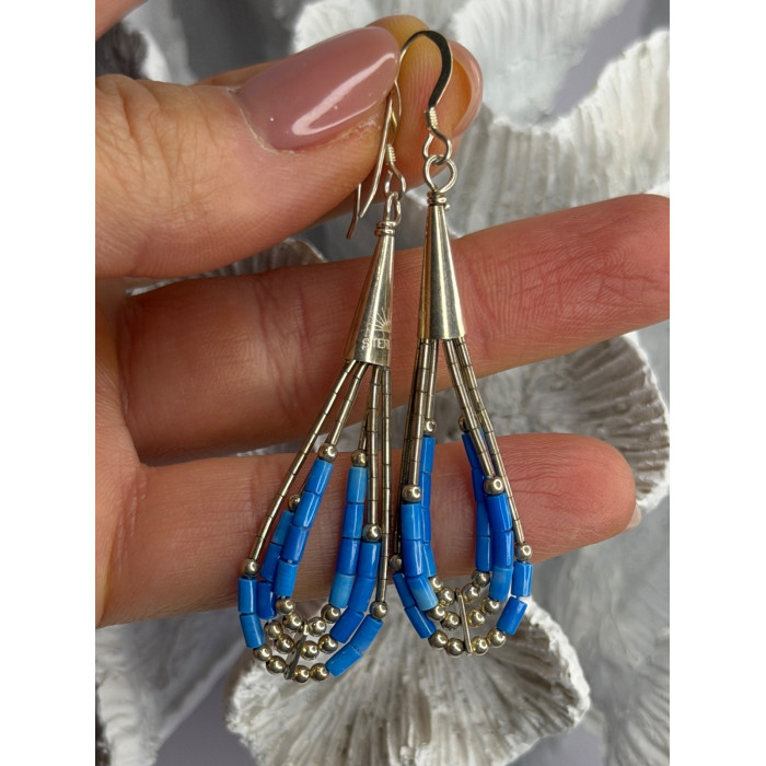 Native American 925 Sterling Silver Blue Lapis Earrings