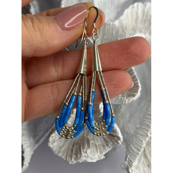 Native American 925 Sterling Silver Blue Lapis Earrings