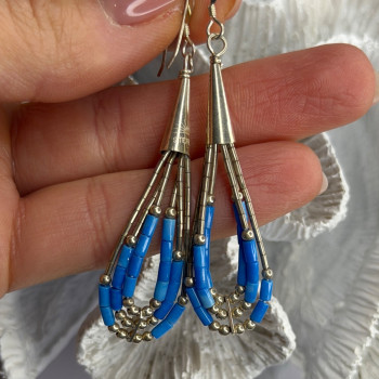 Native American 925 Sterling Silver Blue Lapis Earrings