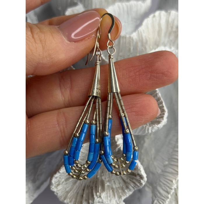 Native American 925 Sterling Silver Blue Lapis Earrings