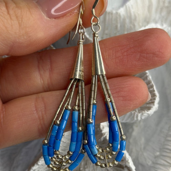 Native American 925 Sterling Silver Blue Lapis Earrings
