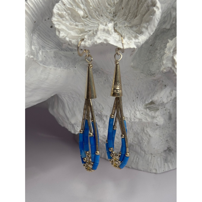 Native American 925 Sterling Silver Blue Lapis Earrings