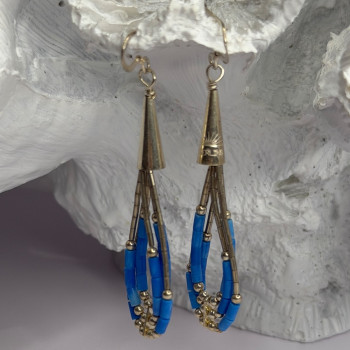Native American 925 Sterling Silver Blue Lapis Earrings