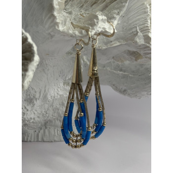 Native American 925 Sterling Silver Blue Lapis Earrings