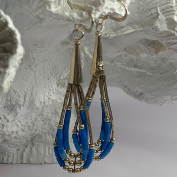 Native American 925 Sterling Silver Blue Lapis Earrings