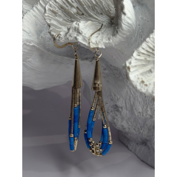 Native American 925 Sterling Silver Blue Lapis Earrings