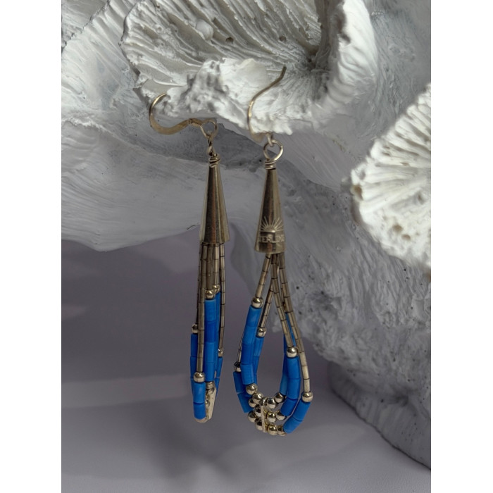 Native American 925 Sterling Silver Blue Lapis Earrings