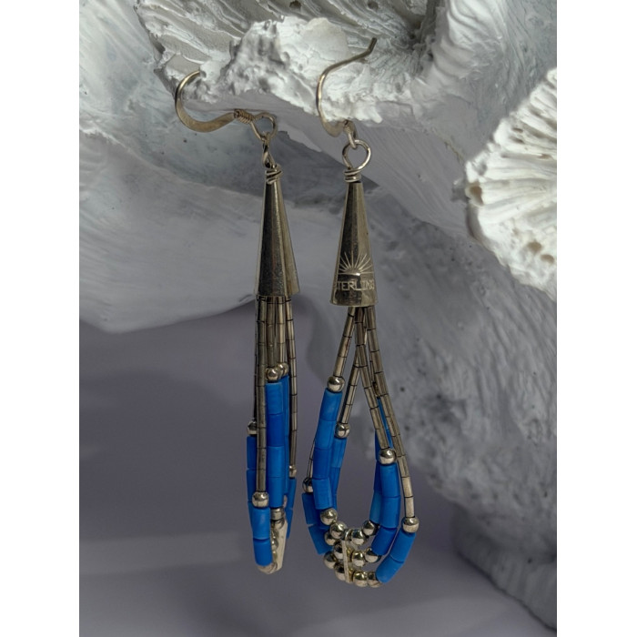 Native American 925 Sterling Silver Blue Lapis Earrings