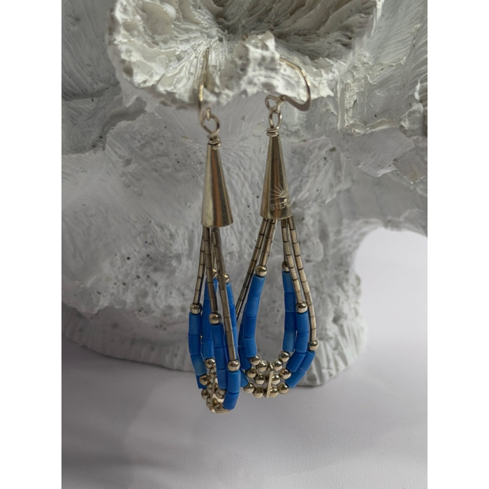 Native American 925 Sterling Silver Blue Lapis Earrings