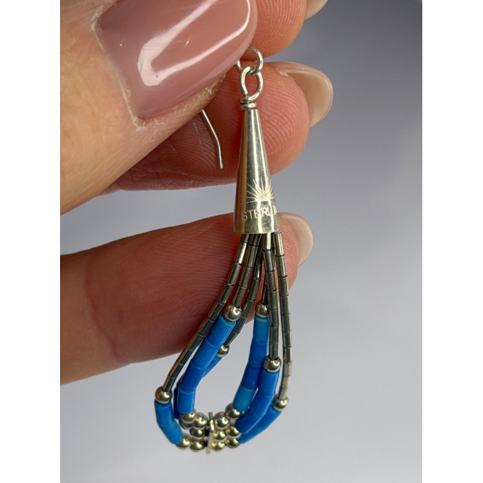 Native American 925 Sterling Silver Blue Lapis Earrings